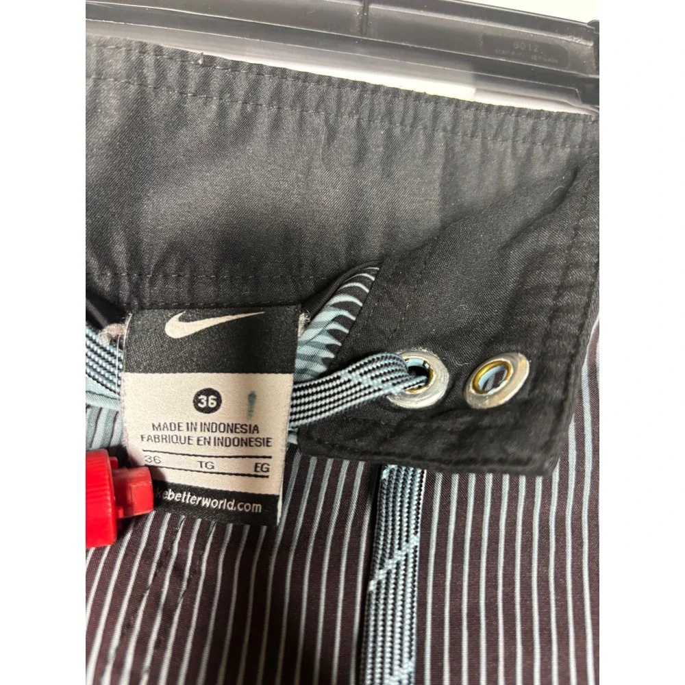 Nike Mens Board Shorts Size 36 Black Blue Geometric‎ Optic Print Swim Trunks